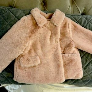 Zara Pink Faux Fur Double Breasted Coat